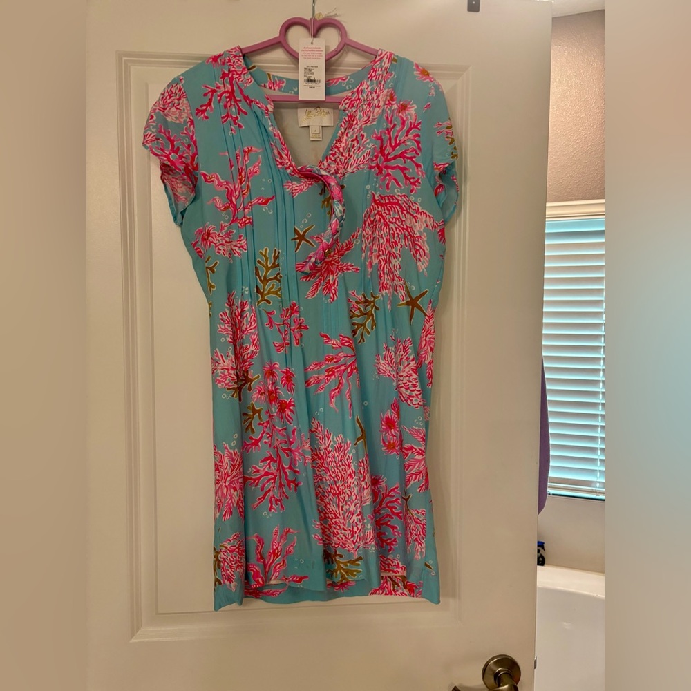 Lilly Pulitzer Pink and Blue Coral Pattern Dress